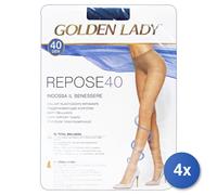 4x Golden Lady Collant Élastique Reposant 40 Den Noir Xl