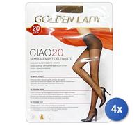 4x Golden Lady Collant Élastique Voilé 20 Den Fauve Taille 3