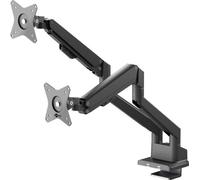 4x Goobay 70814 Pro Support double pour écran avec vérin à gaz, noir - pour écrans de 17 à 32 pouces (43 - 81 cm), max. 9 kg par écran, montage simple des bras par encliquetage