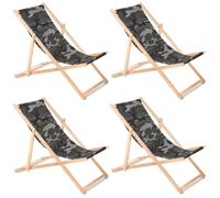 4x GreenBlue GB183 chaise longue en bois de hêtre camo gris