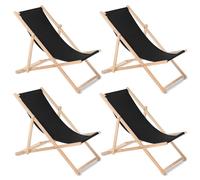 Chaise Longue Universelle en Hêtre Noir 4 pièces GreenBlue GB183