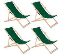 4x GreenBlue GB183 Chaise longue en hêtre vert foncé
