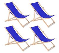 4x GreenBlue GB183 hêtre classique chaise longue bleu foncé