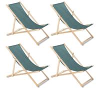 4x GreenBlue GB183M Chaise longue en bois de hêtre melange turquoise