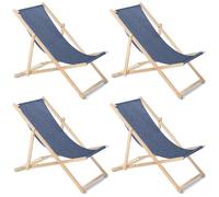 4x GreenBlue GB183M melange bleu Chaise longue en bois de hêtre
