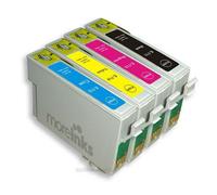 4x Haute Capacité Cartouches D'encre Compatibles - Avec Puce - Cyan / Magenta / Yellow / Black Pour Epson/Stylus/Office/Wifi Dx7400 Dx7450 Dx8400 Dx8450 Dx400 D & Dx Range S20 Sx200 Sx205