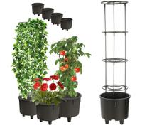 4x Insert De Pot Insert Support De Fleurs Ø28,5cm Avec Cadre Amovible Pour Plantes Grimpantes Modulaire Pour Tomates Jardin Balcon Multicolore
