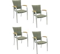 4x KONWAY® ARUBA Fauteuil empilable Quarz Premium Polyrattan Garden Fauteuil Set Chaise
