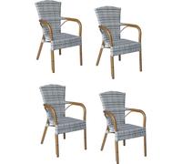 4x Konway COLOMBO Fauteuil empilable granit Premium Polyrattan Garden Chair Set
