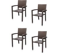 4x KONWAY® PORTO Fauteuil empilable Moka Premium Polyrattan Garden Fauteuil Set Chaise