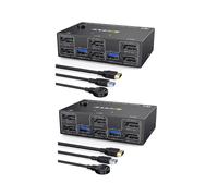 4x KVM Switch Dual Monitor DisplayPort, 4 USB3.0 para 2 Computadores, em SaíDas DP 1.4