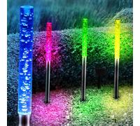 Lot de 4 lampes LED enfichables à changement de couleur multicolore Design Lampes sur pied Verre Acier inoxydable IP44