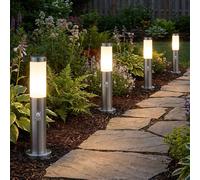 4x Lampe Extérieure sur Poteau Jardin IP44 Détecteur de Mouvement 45 cm Argent