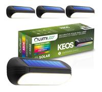 4x Solar-Gartenleuchte LED Wandleuchte Außenleuchte 3000K + RGB KEOS LUMILED
