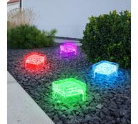 4X Lampe Solaire D'Extérieur Lampe De Jardin RGB LED Design En Verre H 5,4 Cm