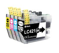 4X LC421 LC421XL Pack de Cartouches de Valeur Compatibles avec Brother LC421 LC421XL LC-421XL LC-421XLVAL pour Brother DCP-J1050DW MFC-J1010DW DCP-J1140DW (1 Noir, 1 Cyan, 1 Jaune, 1 Magenta)