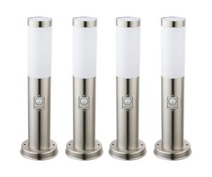 4x LED Lampe d'extérieur Lampes de socle Lampe de jardin Éclairage Véranda Cour Chemin INOX in tecteur de mouvement 90° 2-8m