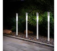 4X LED SOLAIRE EN INOX LAMPE DE JARDIN SUR PIED VERANDA EXTÉRIEUR