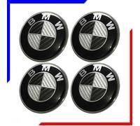 4x Logo 68mm BMW Noir Gris Carbone Centre De Roue Jante Cache Moyeu Emblème MS47 FR