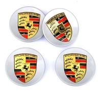4x Logo Jante 76mm Argent Cache Moyeu Centre De Roue Emblème Pour Porsche