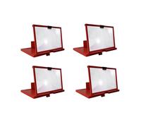 4X Loupe D'écran de Téléphone Portable 12 Pouces 3D HD Support de Support D'Amplificateur Vidéo avec Support de Bureau Pliant Rouge de Jeu de Film