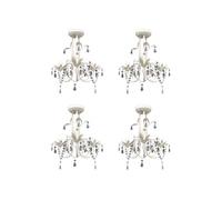 4x Lustres Suspendus à Cristaux Plafonnier Lampe Suspendue Luminaire Eclairage Salon Salle à Manger Salle de Séjour 278739