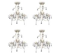 4x Lustres Suspendus à Cristaux Plafonnier Lampe Suspendue Luminaire Eclairage Salon Salle à Manger Salle de Séjour 278739