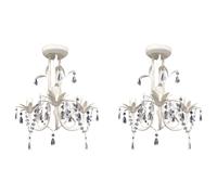 Vidaxl Lustres Suspendus À Cristaux 2 Pcs Blanc Élégant