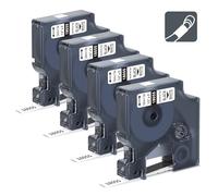 4x MarkField Ruban pour Étiqueteuse 18055 S0718300 Compatible avec Dymo Rhino Industrie Gaine Thermorétractable Étiquettes de Câble 12mm x 1.5m pour Rhino 4200 5200 5000 6000 1000 3000 Duo