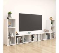 4x Meubles TV Blanc 107x35x37 cm Aggloméré Centres de Divertissement vidaXL