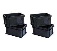 4x Mini caisse rangement plastique Anthracite ARTECSIS - 11L - 35x24x18cm - Bac plastique - Rangement Bureau Buanderie Cuisine