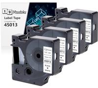 4x Msudoku Compatible avec Dymo D1 45013 S0720530 Noir sur Blanc Bande Etiquette a45013 45013s 12mm x 7m, pour LabelManager Executive 640 CB 160 280 210D 360D 420P PnP 450D