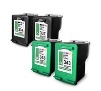 4X Müller Printware Cartouches Jet d'encre pour HP C 4100 4110 4140 4150 4170 4175 4180 4190 remplace 337+343 CMYK