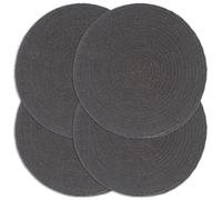 Vidaxl Napperons 4 Pcs Gris Foncã© Plain 38 Cm Rond Jute