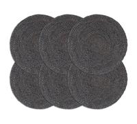 vidaXL Napperons 6 pcs Gris foncé Plain 38 cm Rond Jute Gris