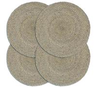 4x Napperons Gris Plain 38 cm Rond Jute Set de Table Restaurant Cuisine vidaXL