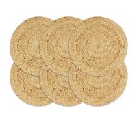 4x Napperons Gris Plain 38 cm Rond Jute Set de Table Restaurant Cuisine vidaXL