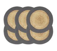 4x Napperons Gris Plain 38 cm Rond Jute Set de Table Restaurant Cuisine vidaXL