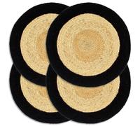 vidaXL Placemats 4 st rond 38 cm katoen effen zwart 133844 Noir G