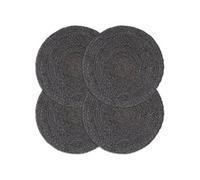 vidaXL Napperons 4 pcs Gris foncé Plain 38 cm Rond Jute Gris