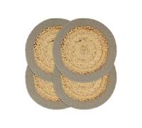vidaXL 4x Napperons Set de Table Napperons de Restaurant Napperons de Maison Napperons de Table de Salle à Manger Gris et Naturel 38 cm Jute et Coton 133860 Gris G