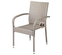 4x ou 8x chaise de jardin polyrotin accoudoirs empilables acier thermolaqué