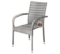 4x ou 8x chaise de jardin polyrotin accoudoirs empilables acier thermolaqué