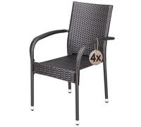 4x ou 8x chaise de jardin polyrotin accoudoirs empilables acier thermolaqué