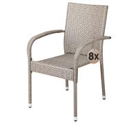 4x ou 8x chaise de jardin polyrotin accoudoirs empilables acier thermolaqué
