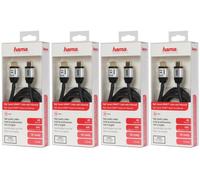4X PACK Hama HQ Câble HDMI 1,5M 2.0B Tissé Plaqué Or 4K UHD HD TV HDR 3D ARC 3D