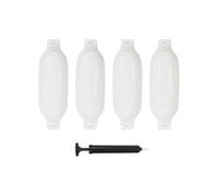 4x Pare-chocs de Bateau Protection de Bateau Amarrage Pare-choc Gonflable Pompe Inclus Résistant Durable Robuste Blanc 41x11,5 cm PVC