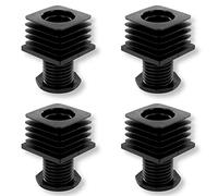 4x PIED DE MEUBLE TUBE CARRE REGLABLE PLASTIQUE NOIR 20MM 25MM 30MM EMBOUT AJUSTABLE ENTRANT (20x20mm)