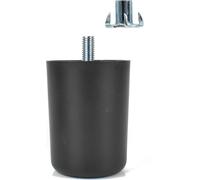 4x pieds avec écrous à enfoncer plastique pied patin de meuble pieds de meuble pieds d'armoire noir plastique avec filetage M8 pieds hauteur 65mm Ø50mm 15R5065+EM811