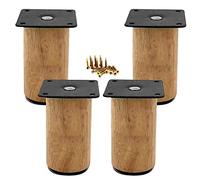 4x Pieds de Meubles en Bois Massif,Pattes de Canapé-Lit de Rechange,Pied de Meuble TV Rond DIY,Moderne Table Basse Placard Table de Chevet Jambes,avec Accessoires de Montage,Bois d'hévéa (20cm/7.9")